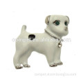 Wholesale 3*3cm Cute Small White Enamel Puppy Dog Brooch